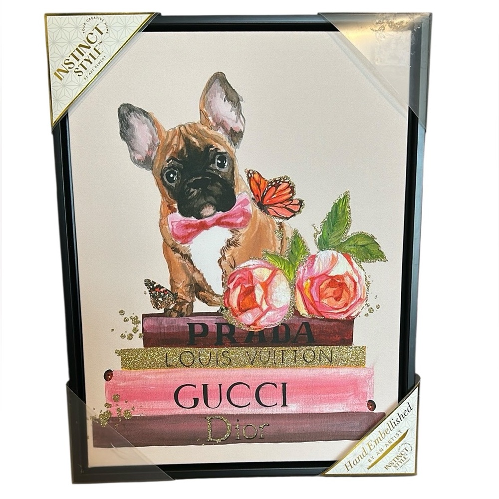 Luxury Dog Art Print with Pink Accents